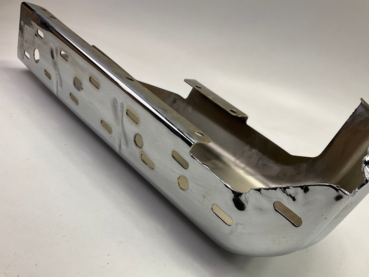 USED #52 Chrome Rear Bumper End Cap, Right Side, With Sensor Hole 2015-20 F-150