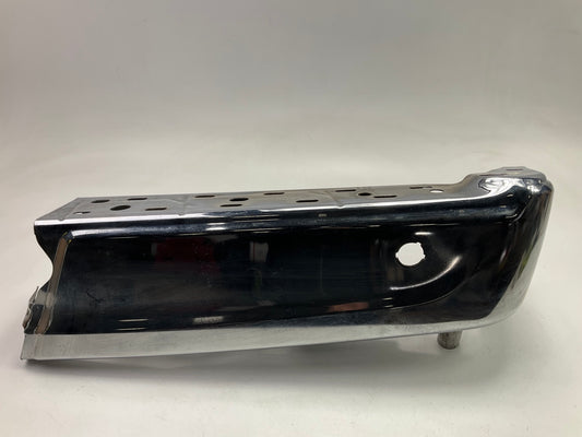 Used #54 OEM Ford Rear Bumper Right End Cap, CHROME, With Sensor Hole 21-23 F150