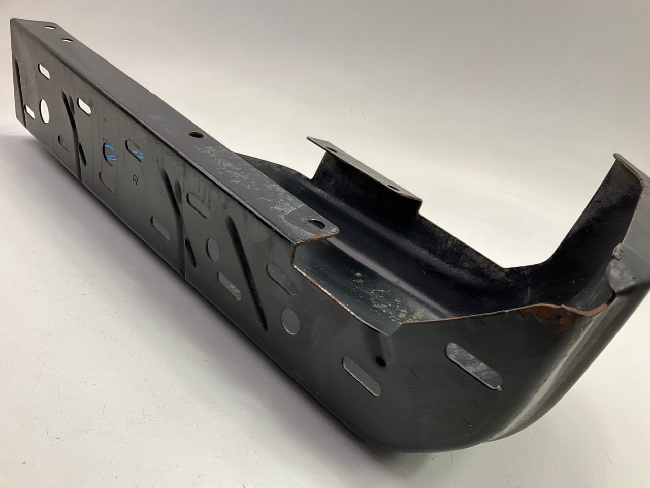 Used #56 OEM Ford Rear Bumper Right End Cap, BLACK, 2015-2020 Ford F-150 No Hole