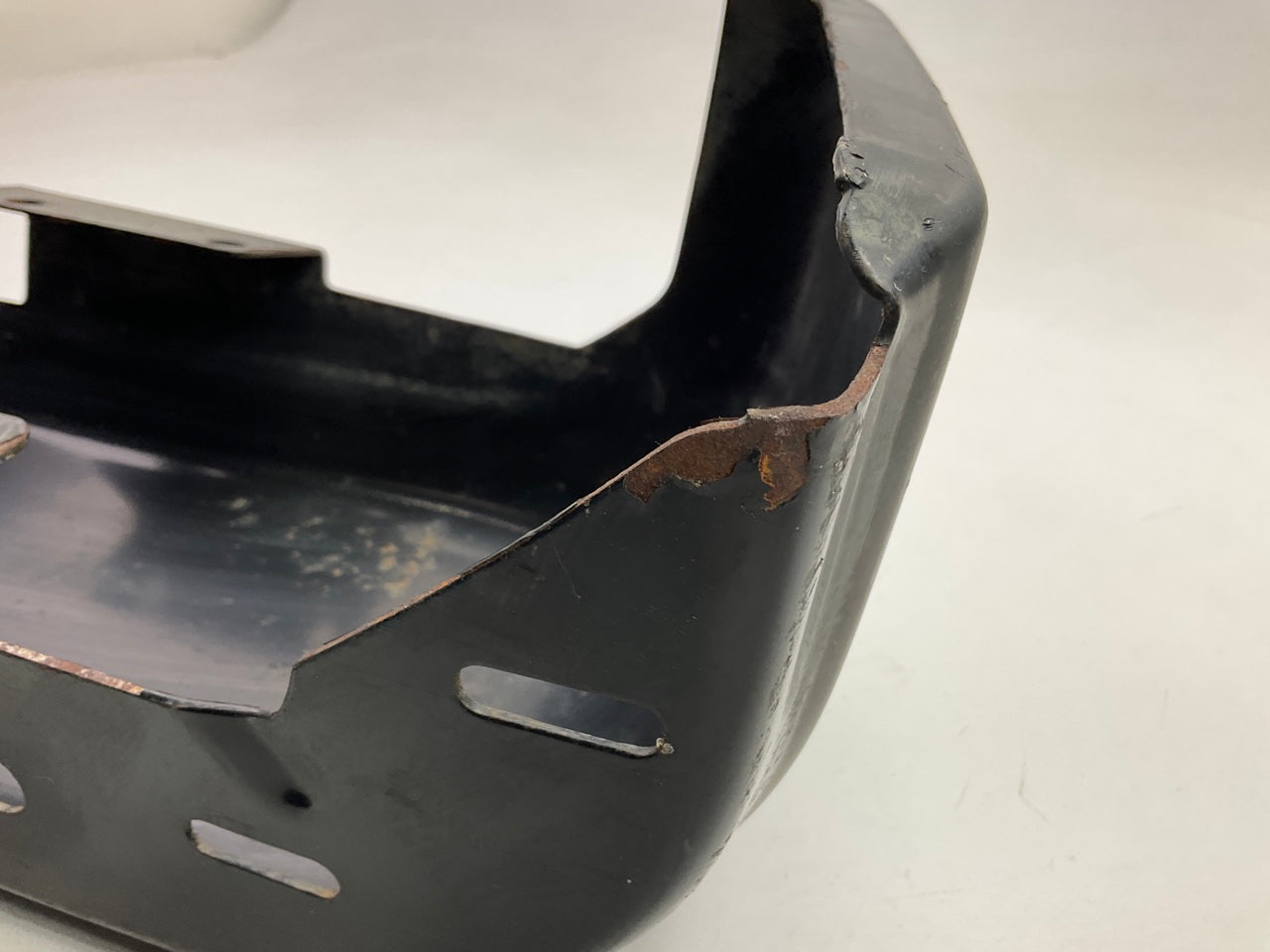 Used #56 OEM Ford Rear Bumper Right End Cap, BLACK, 2015-2020 Ford F-150 No Hole