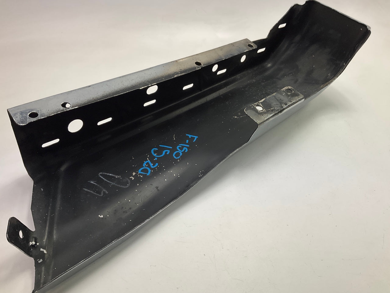 Used #59 OEM Ford Rear Bumper Left End Cap, Chrome, With Sensor Hole 15-20 F-150