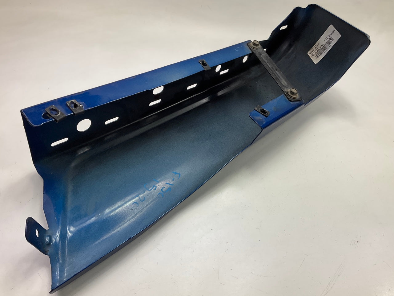 Used OEM Ford Rear Bumper Left End Cap Blue Lightning Color, 15-20 F150 W/O Hole