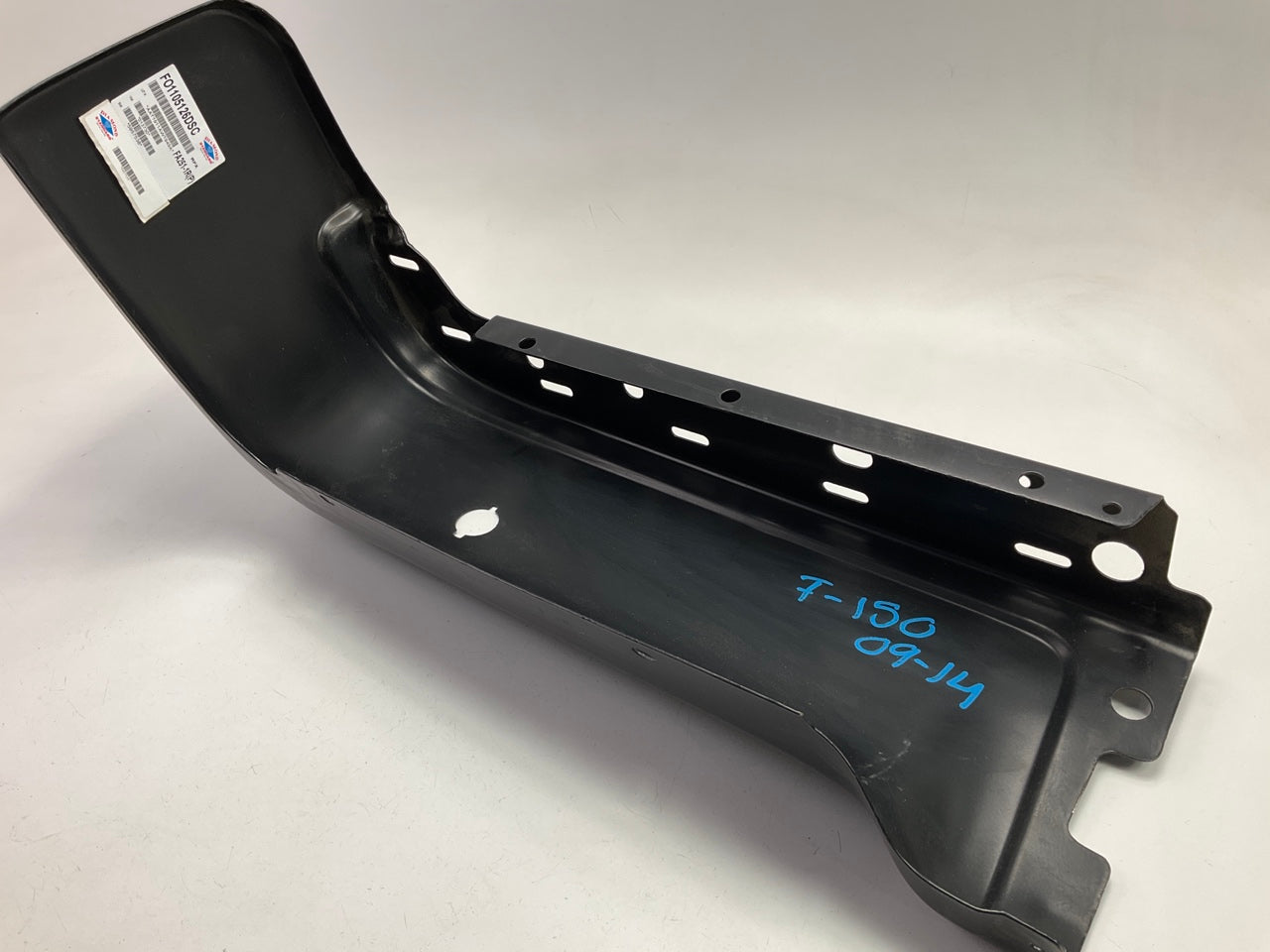 Used #67 OEM Ford Rear Bumper Right End Cap, BLACK, With Sensor Hole 09-14 F-150