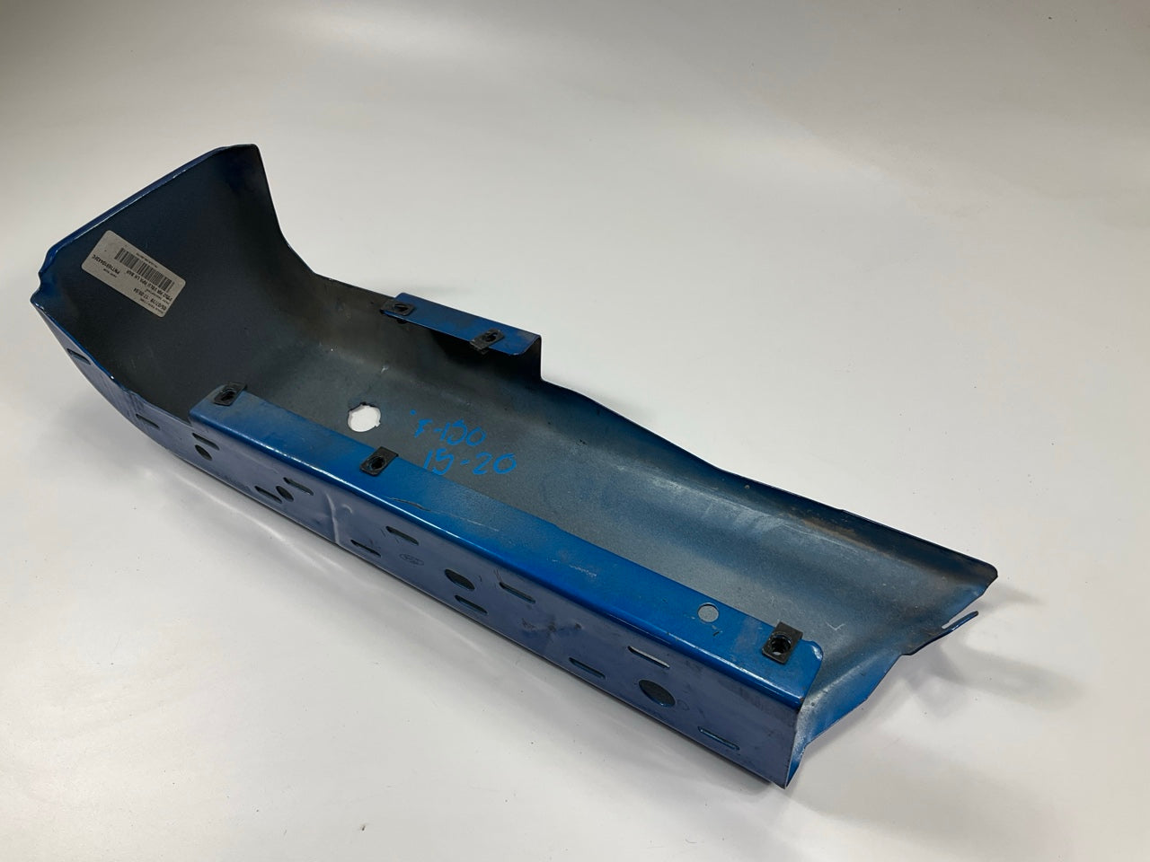 Used OEM Ford Velocity Blue Rear Bumper Left End Cap With Sensor Hole 15-20 F150