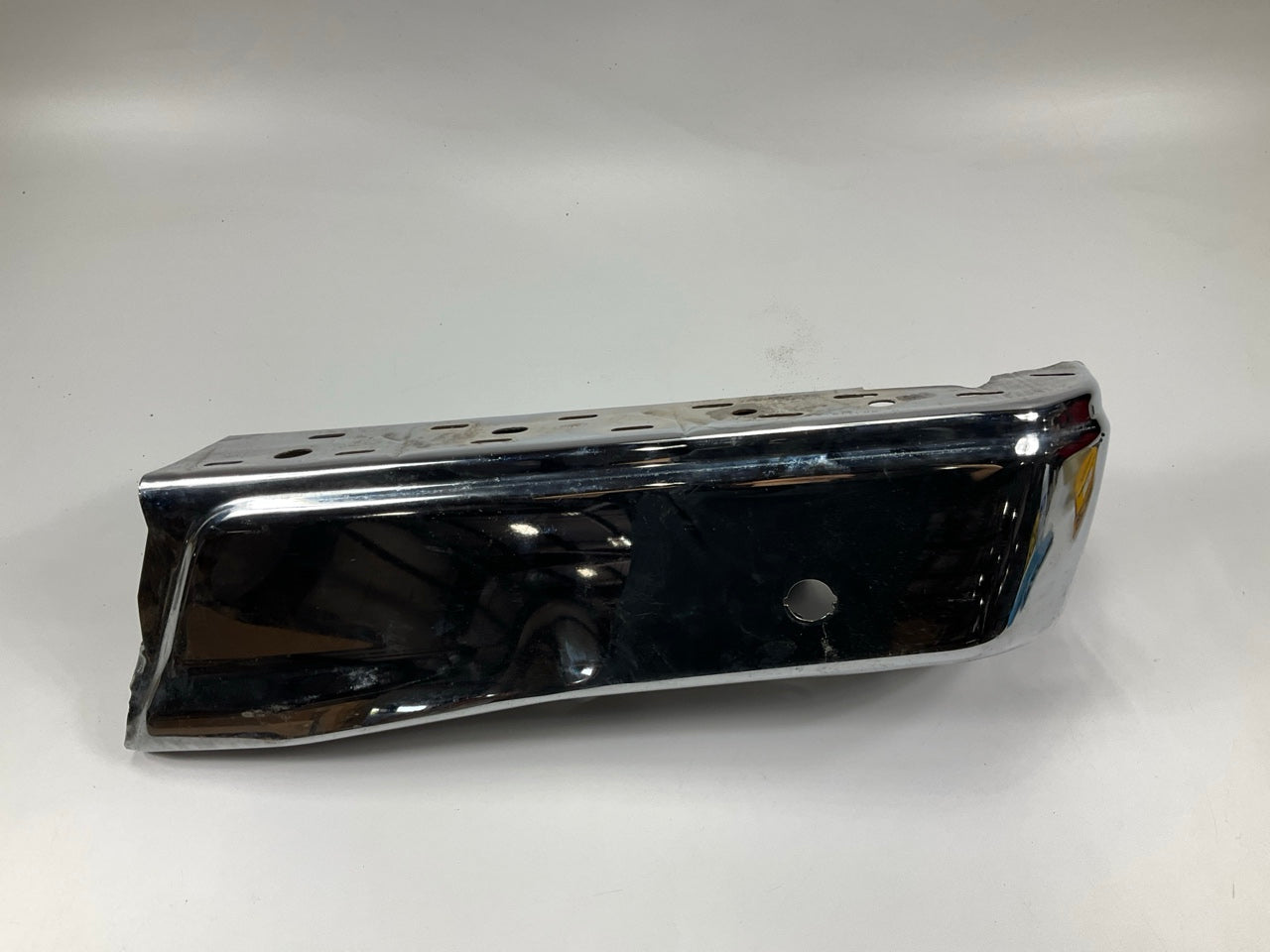 Used #91 OEM Ford Rear Bumper Right End Cap, WITH Sensor Hole, Chrome 15-20 F150