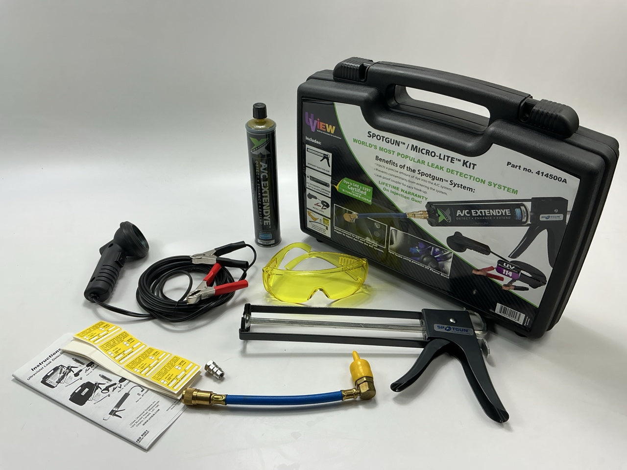 UView 414500A A/C ExtenDye Leak Detection Kit With Spotgun Injector & UV Light