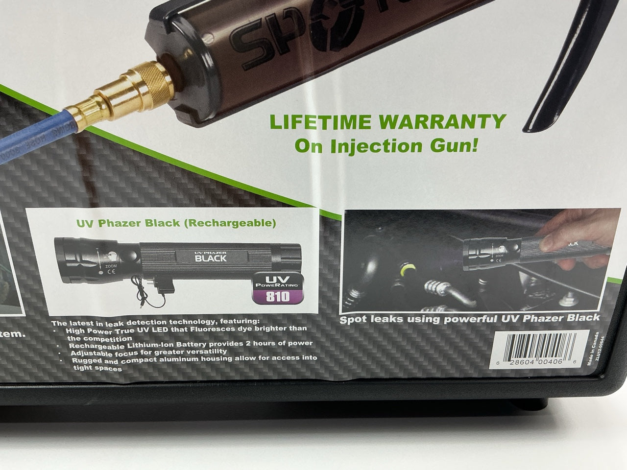 Uview 414565 Spotgun Jr/UV Phazer Black Rechargeable A/C Leak Detect Tool Kit