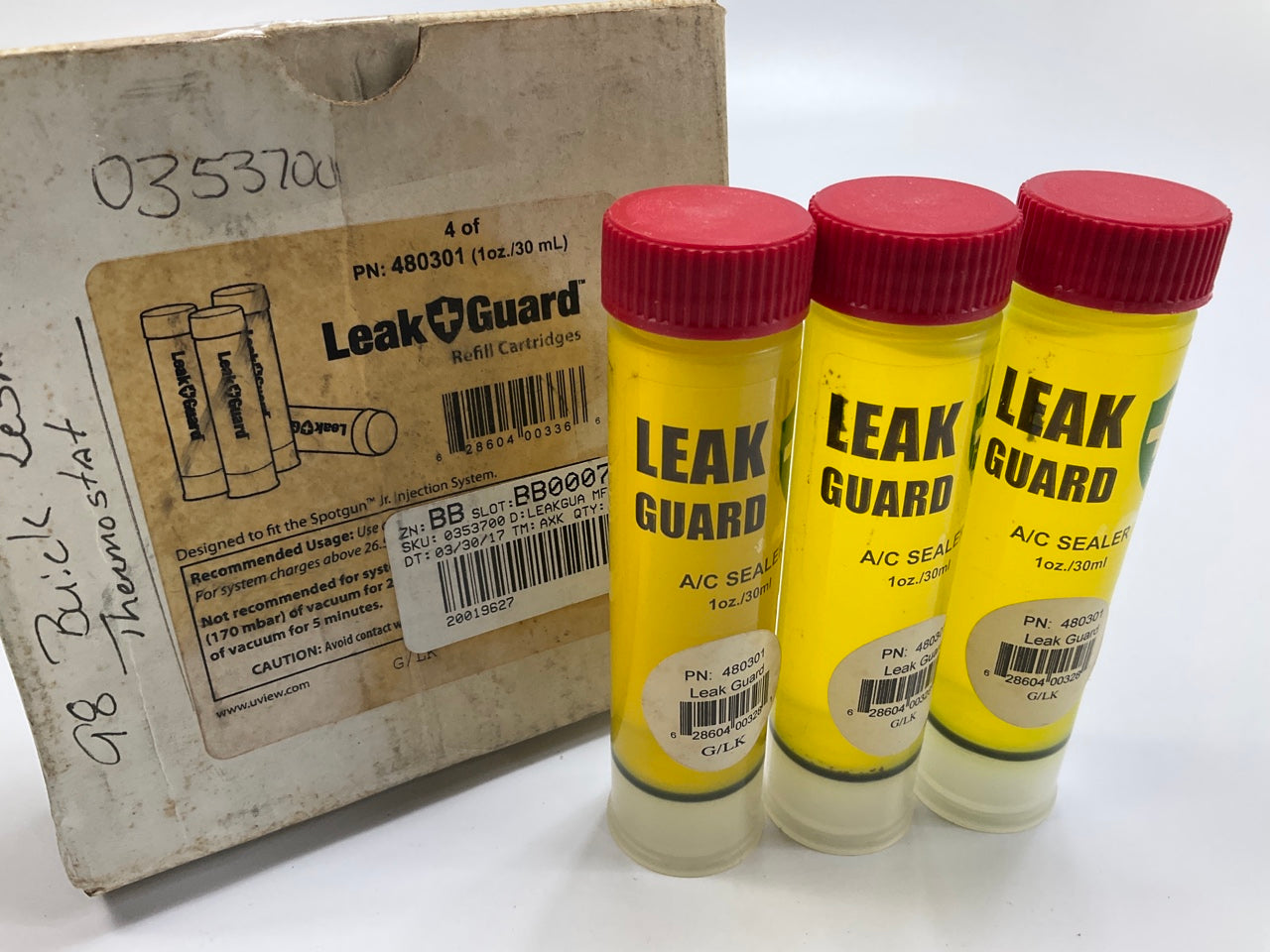 (3) Uview 480301 A/C Leakguard Cartridge (1oz) - Permanently Seals A/C Leaks