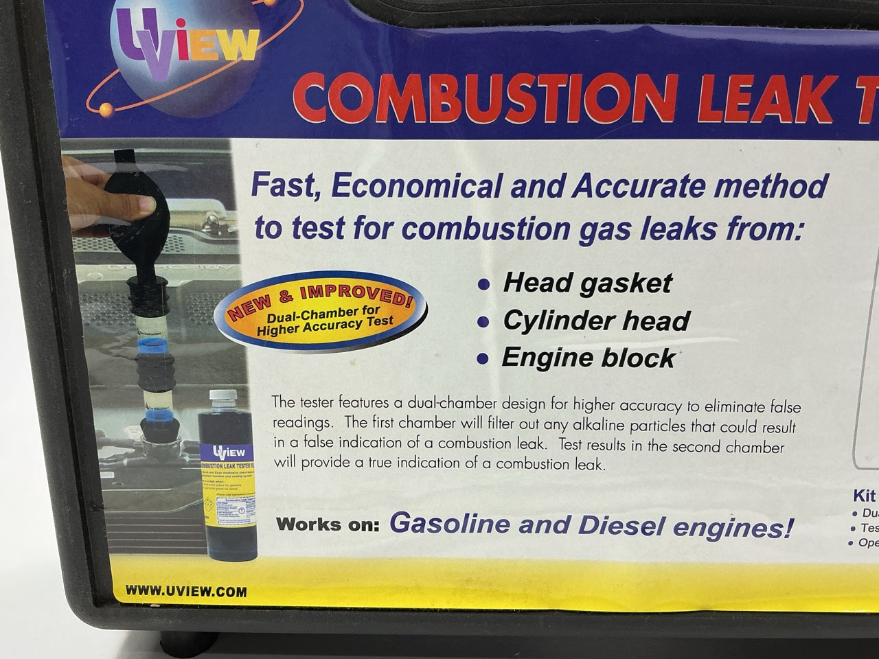 UView 560000 Combustion Leak Detector Tester Dual-Chamber Color-Changing Kit