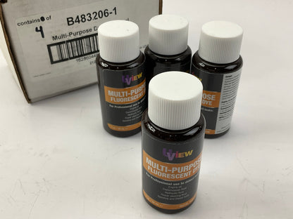 UVIEW B483206 Multi-Purpose Leak Detection Dye Bottles - (4) X 1 Oz Each