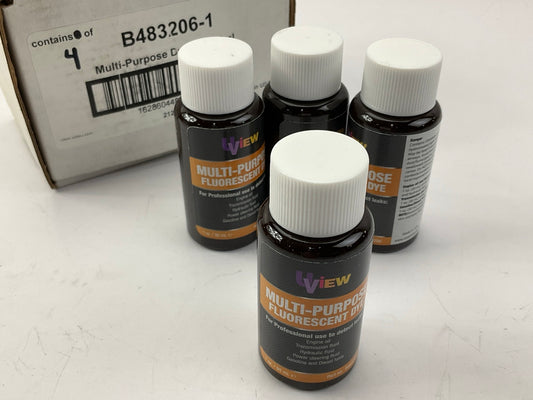UVIEW B483206 Multi-Purpose Leak Detection Dye Bottles - (4) X 1 Oz Each