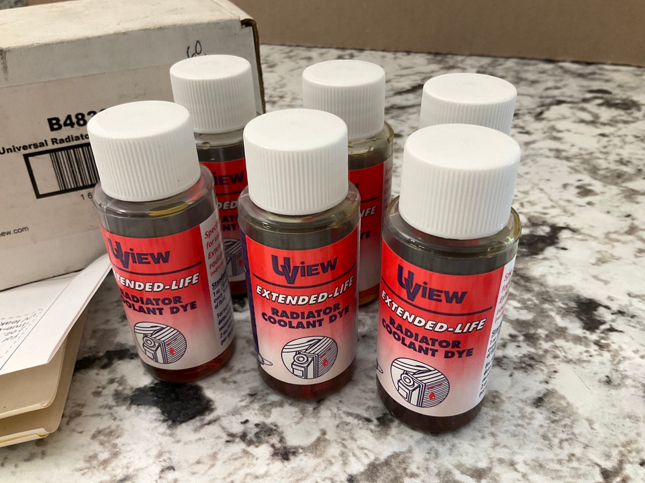 (6) Uview B483806 Extended-Life Radiator Coolant Dye Bottles 1 Oz