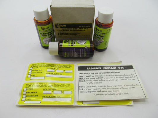 (3)  1oz Bottles Uview B483906 Radiator Coolant Leak Detection Dye