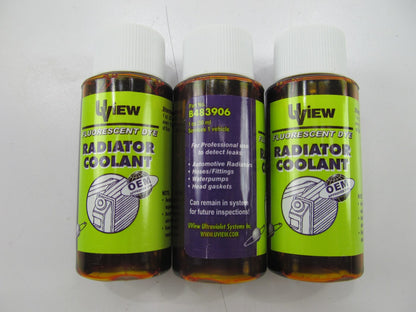 (3)  1oz Bottles Uview B483906 Radiator Coolant Leak Detection Dye