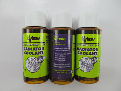 (3)  1oz Bottles Uview B483906 Radiator Coolant Leak Detection Dye