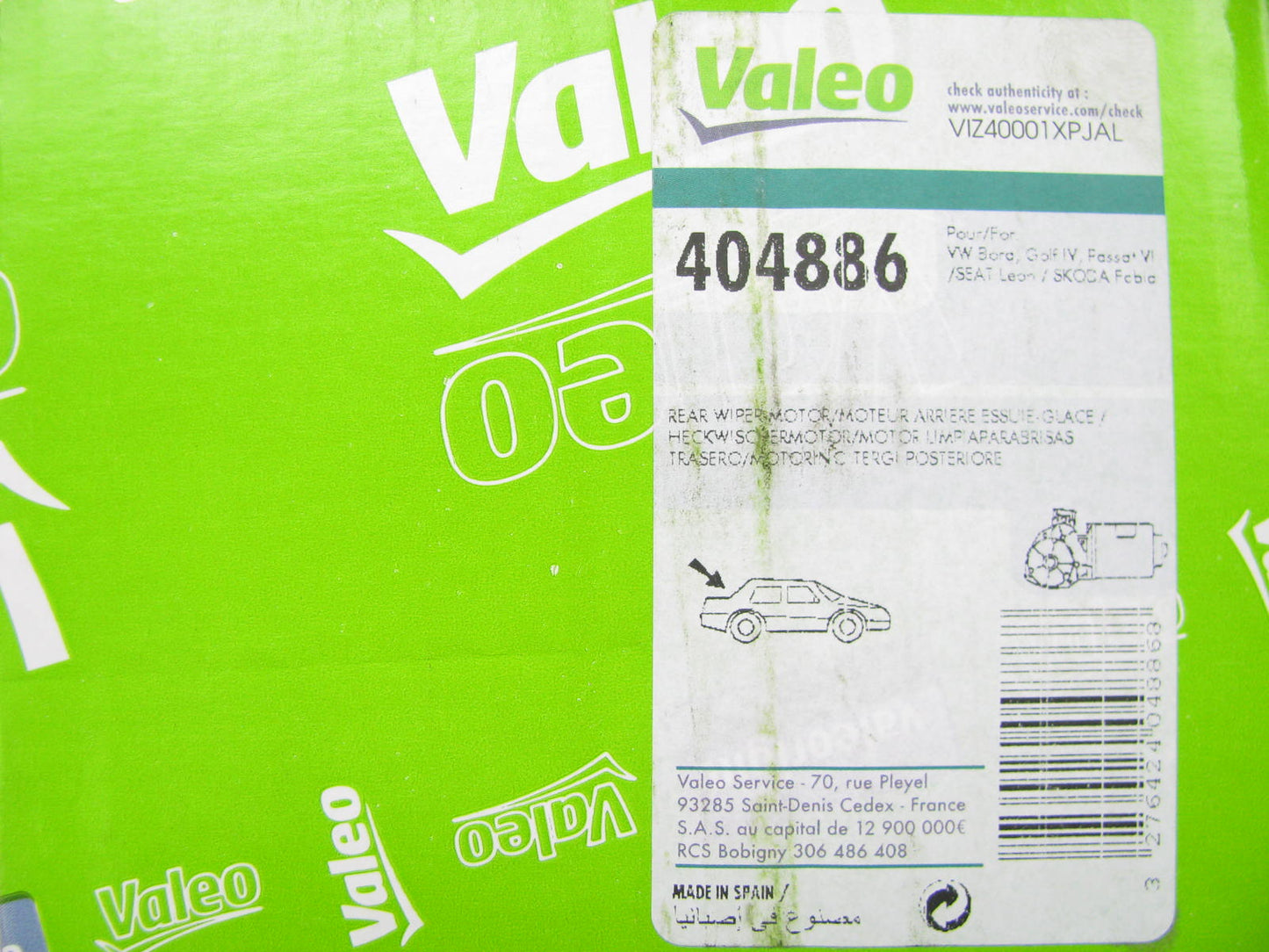 Valeo 404886 Rear Window Wiper Motor For 1999-2006 Volkswagen Golf 2001-05 Jetta