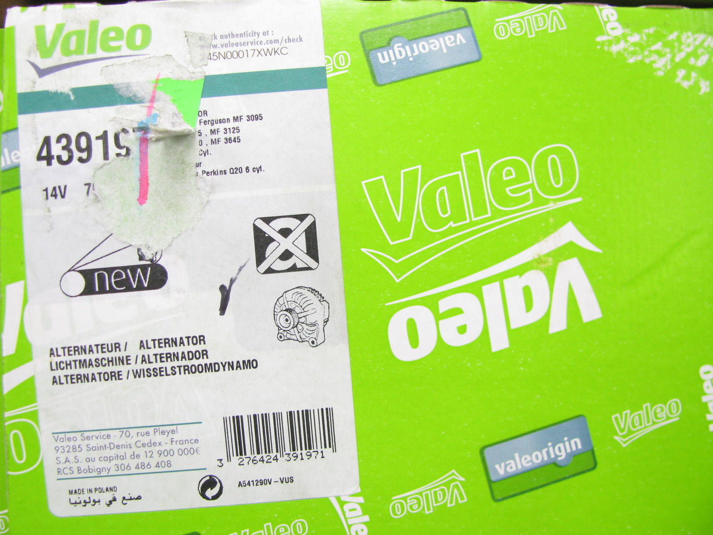 REMAN. Valeo 439197 Alternator Replaces MASSEY FERGUSON 3582-821-M1 3930504R1