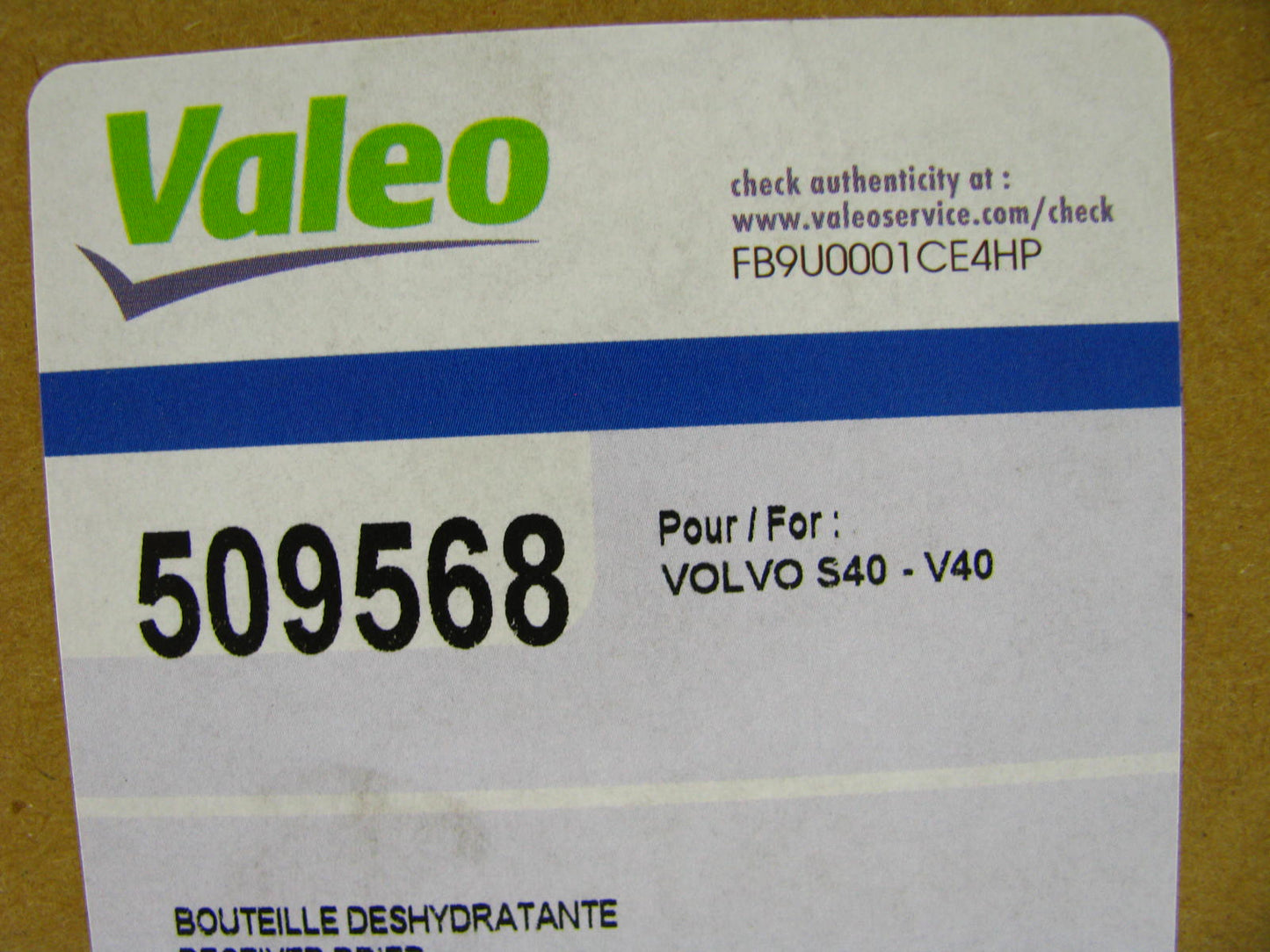 Valeo 509568 A/C Receiver Drier For 2000-2004 Volvo S40 & V40