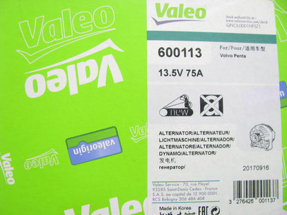 Valeo 600113 Reman Alternator For Volvo Penta Marina - 13.5V 75A Replaces 386261
