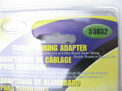 Valley 53032 Trailer Wiring Plug Adapter 7-way RV Flat To 6-way Round Plug
