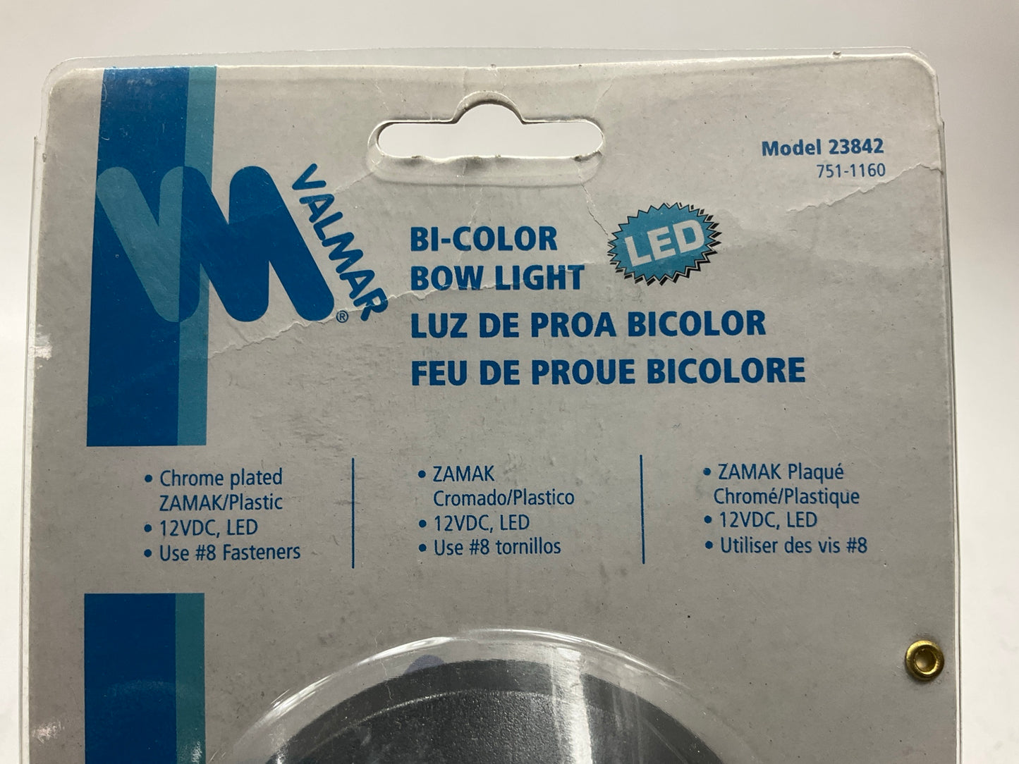 Valmar 23842 Marine Bicolor LED Bow Light Red Green, Chrome Plated Zamak