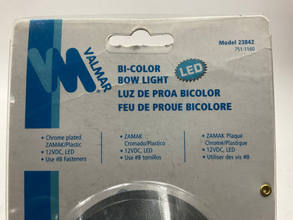 Valmar 23842 Marine Bicolor LED Bow Light Red Green, Chrome Plated Zamak