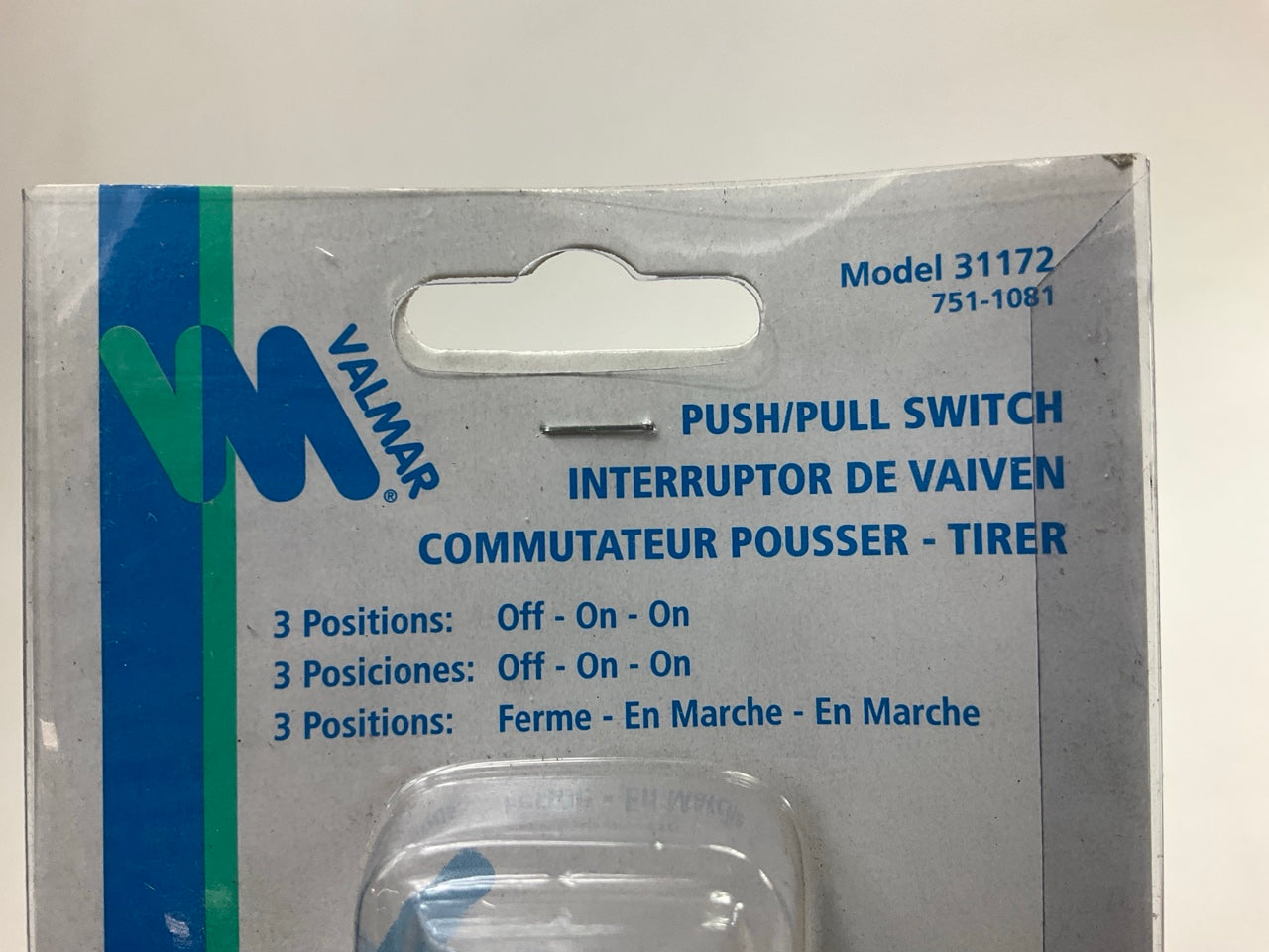 Valmar 31172 Boat / Marine Universal 3 Position Off - On - On Push Pull Switch