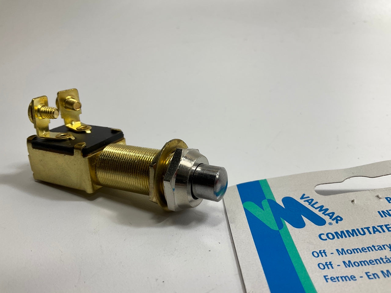Valmar 31192 2-Terminal Marine Brass Push Start Button Switch MOM On-Off SPST