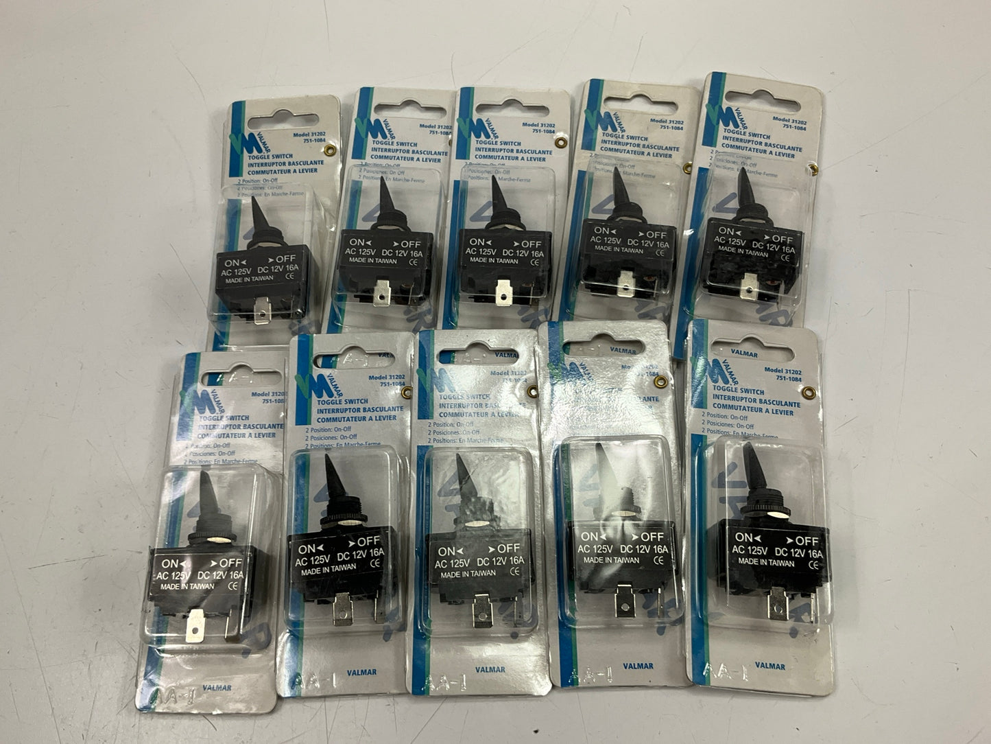 (10) Valmar 31202 Boat / Marine On-Off Toggle Switch (15/32'' Mounting Hole)