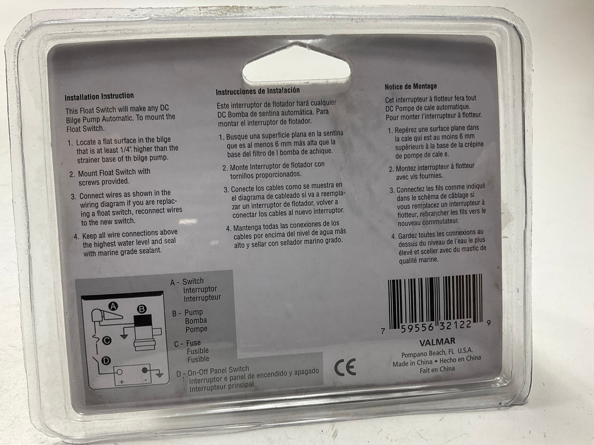 Valmar Marine 32122 2000 GPH Universal Float Switch - Turn On Bilge Pump