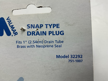 Valmar 32292 Boat Drain Plug, Snap Type 1 Inch Brass Neoprene