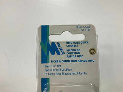 Valmar 52282 Solid Brass Marine 1/4'' NPT OMC Male Quick Fuel Connector Fitting