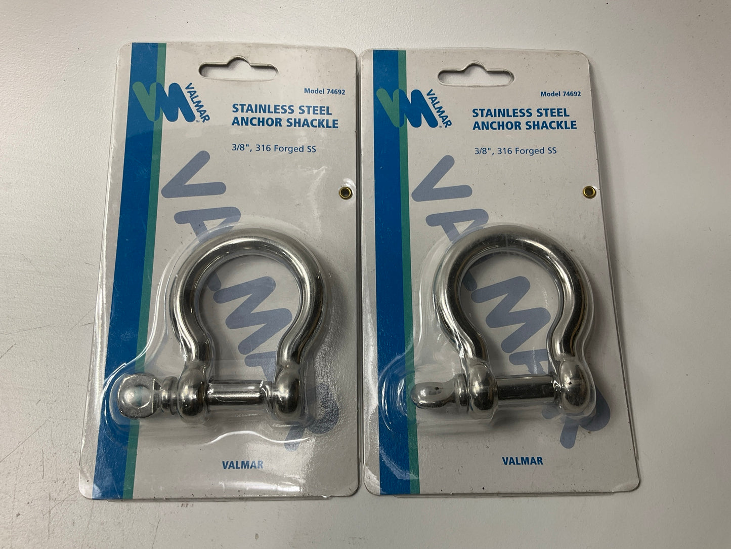 (2) Valmar 74692 Marine Stainless Steel Anchor Shackle 3/8'', 316 Stainless Steel