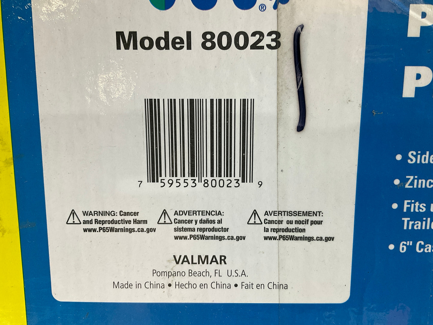 NO HANDLE - Valmar Marine Heavy Duty Swivel Mount Tongue Trailer Jack, 1000 Lbs