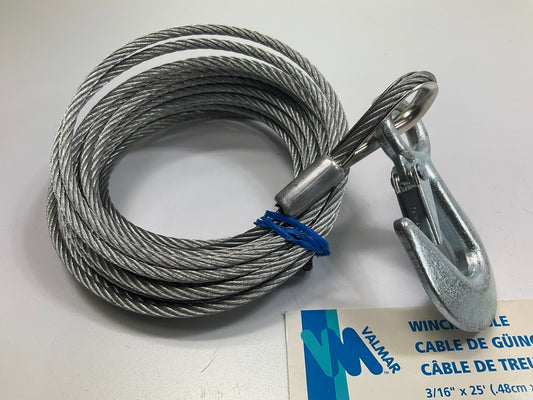 Valmar 80202 Marine Trailer Winch Cable - 3/16'' X 25' Galvanized, 4000 Lbs Cable