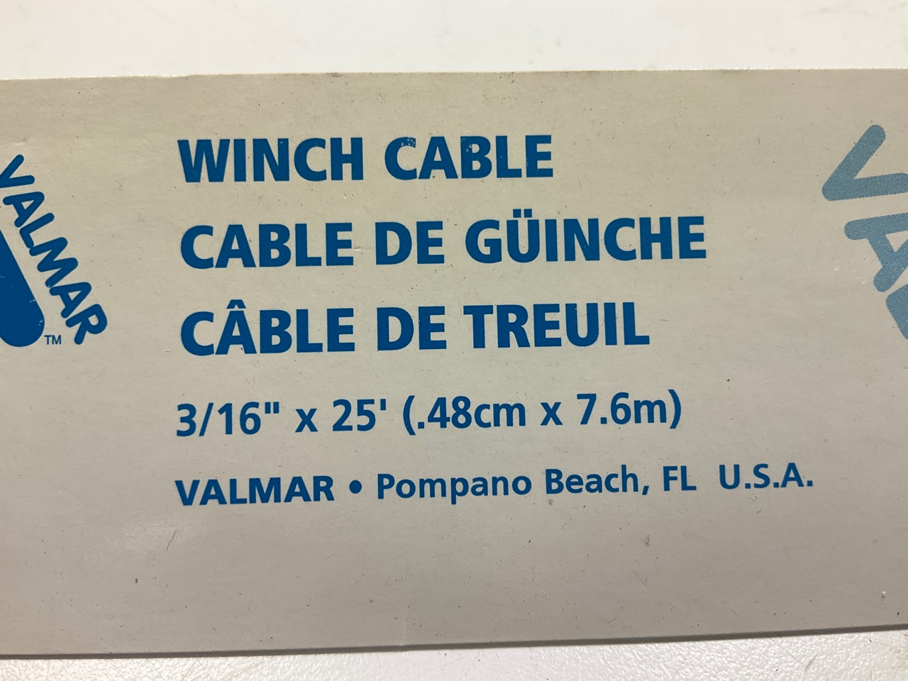 Valmar 80202 Marine Trailer Winch Cable - 3/16'' X 25' Galvanized, 4000 Lbs Cable