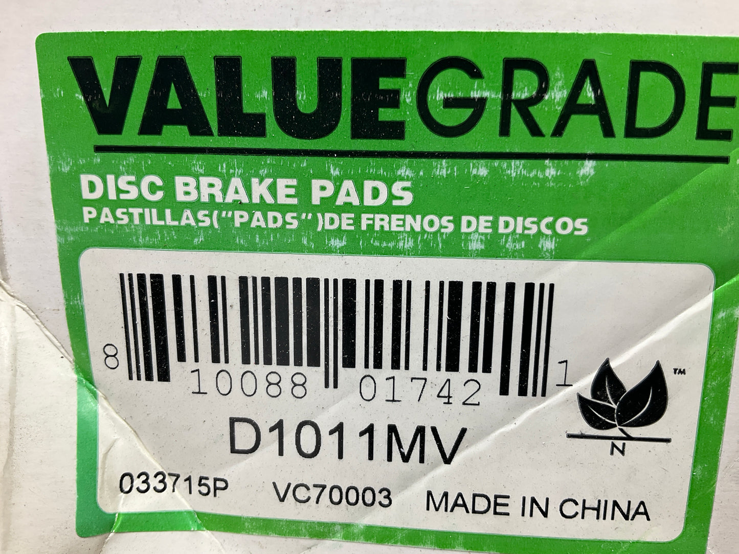 Valuegrade D1011MV Front Brake Pads