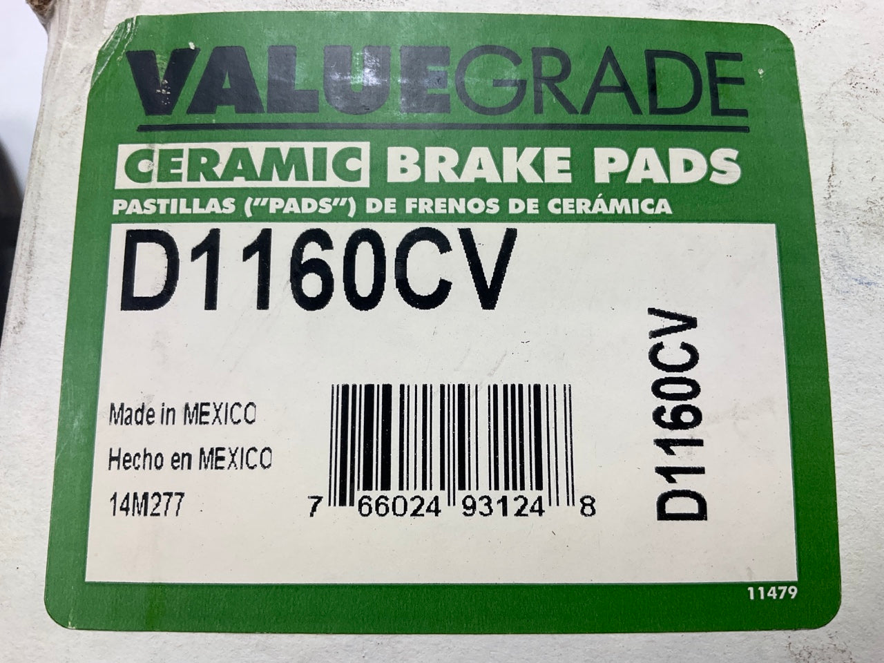 Valuegrade D1160CV Front Brake Pads - Ceramic