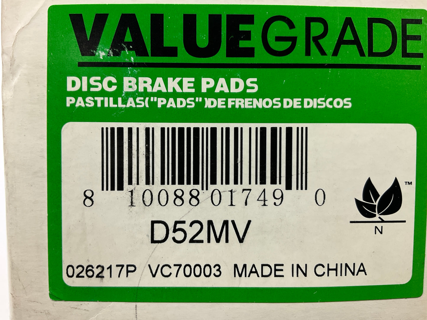 Valuegrade D52MV Front Semi-Metallic Disc Brake Pads