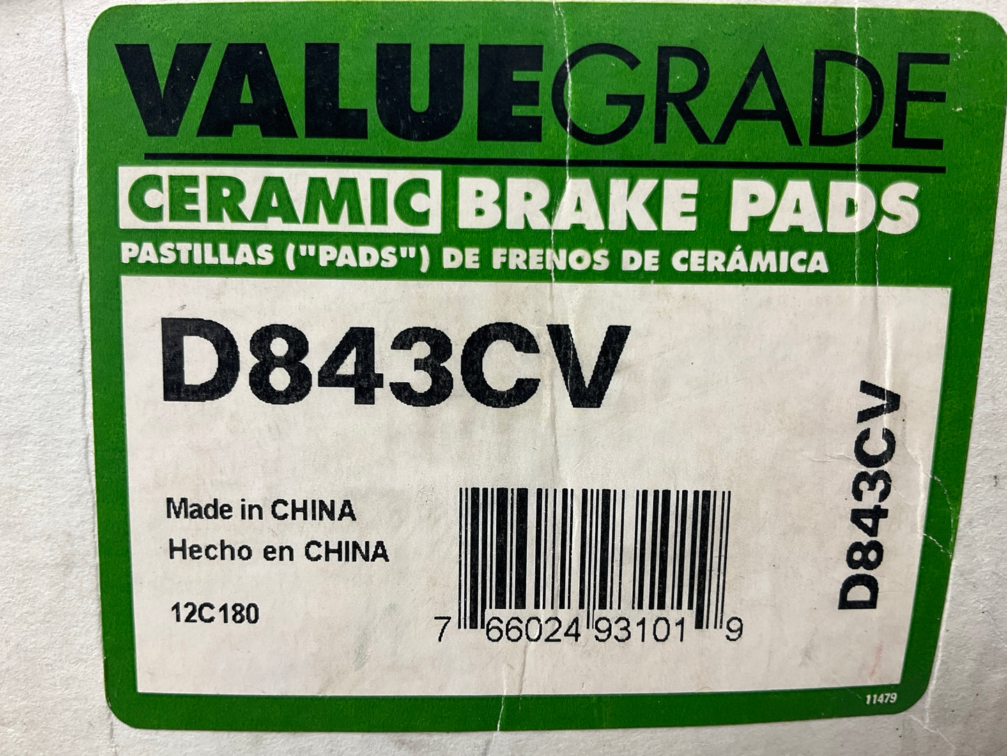 Valuegrade D843CV Front Ceramic Disc Brake Pads