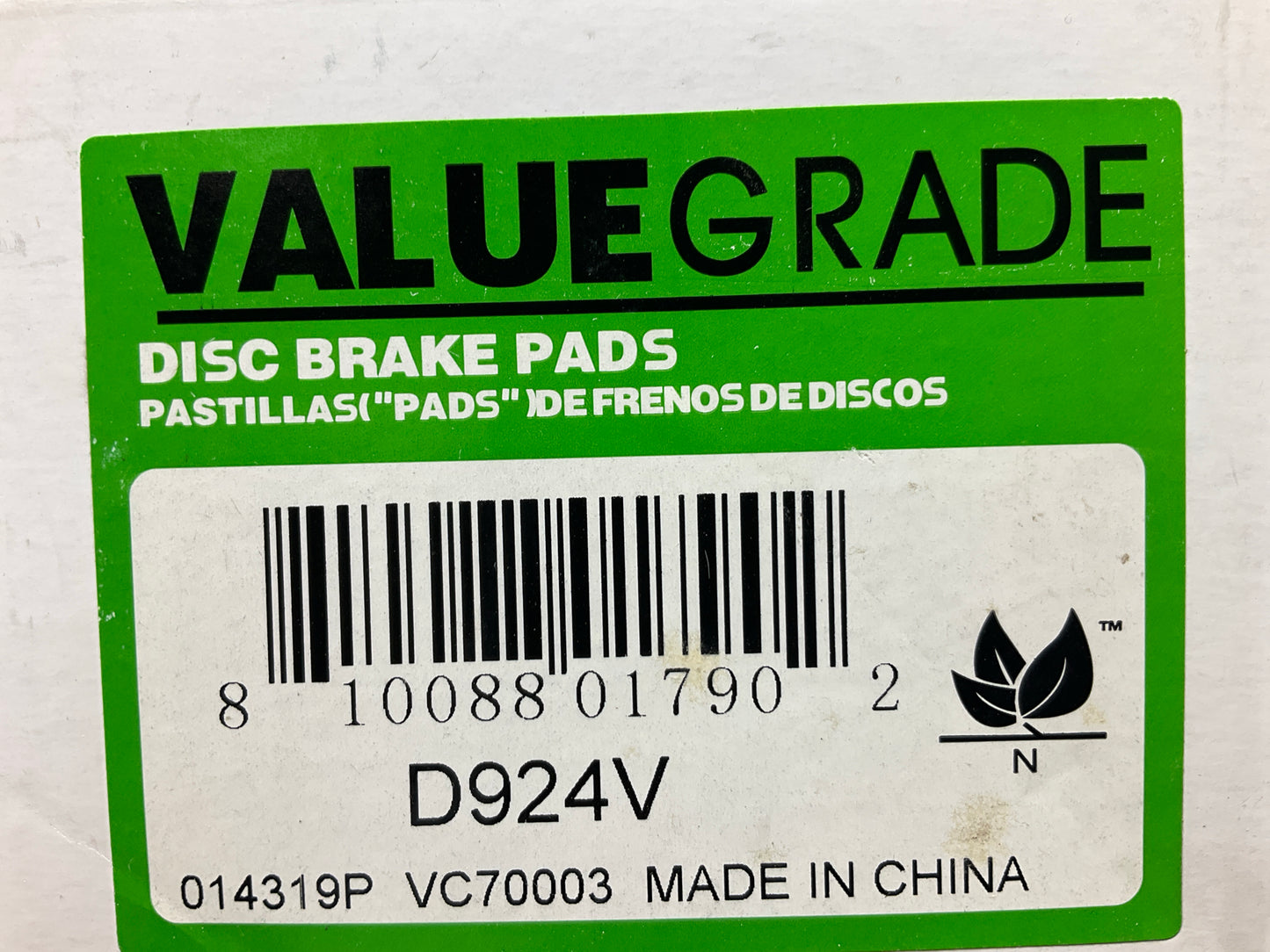 Valuegrade D924V Front Brake Pads