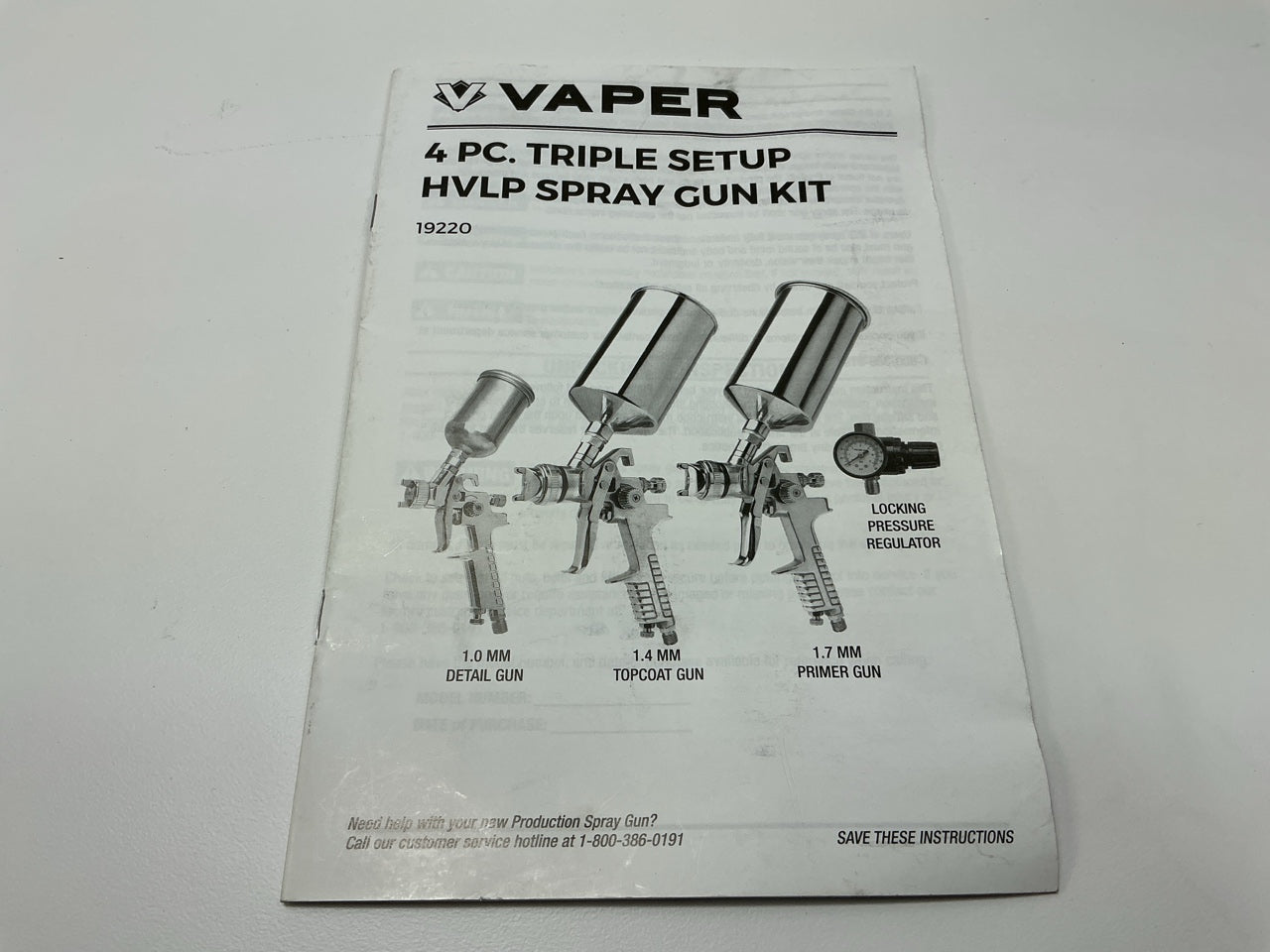 SCRATCH & DENT, SEE ACTUAL PHOTOS - Vaper 19220 HVLP Triple Set-Up Spray Gun Kit