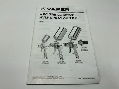 SCRATCH & DENT, SEE ACTUAL PHOTOS - Vaper 19220 HVLP Triple Set-Up Spray Gun Kit
