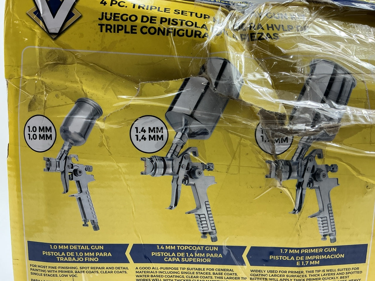 SCRATCH & DENT, SEE ACTUAL PHOTOS - Vaper 19220 HVLP Triple Set-Up Spray Gun Kit