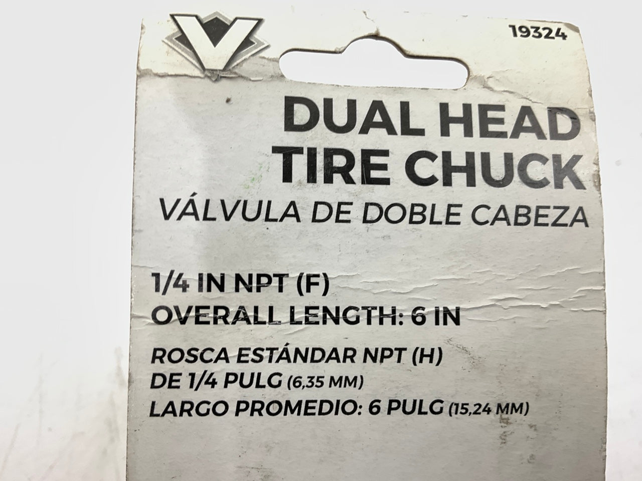 Vaper 19324 Dual Head Tire Chuck - Female 1/4'' NPT, 6'' Long