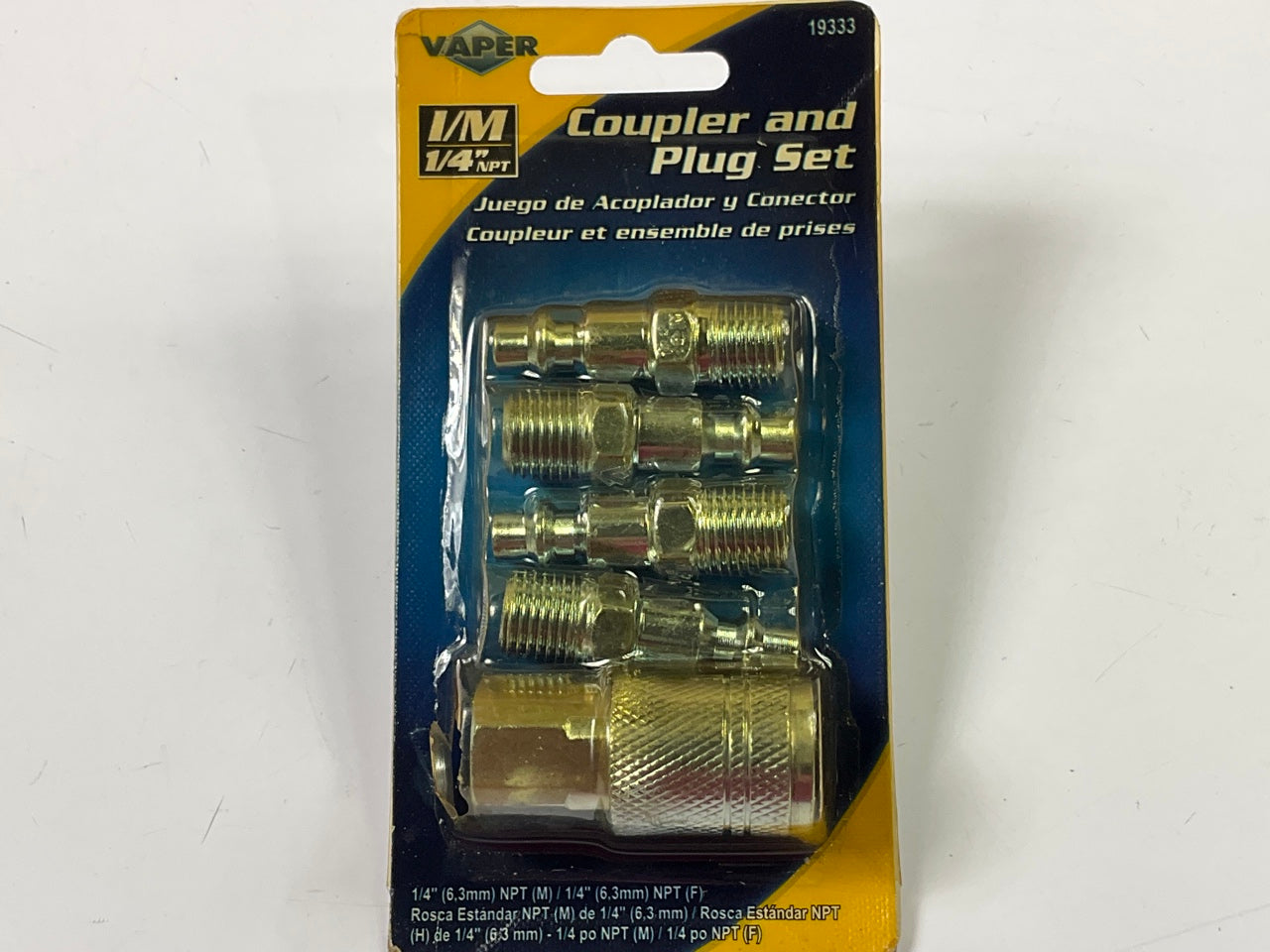 Vaper 19333 Air Line Air Tools Fittings Coupler And Plug Set - 5 Piece, 1/4'' NPT