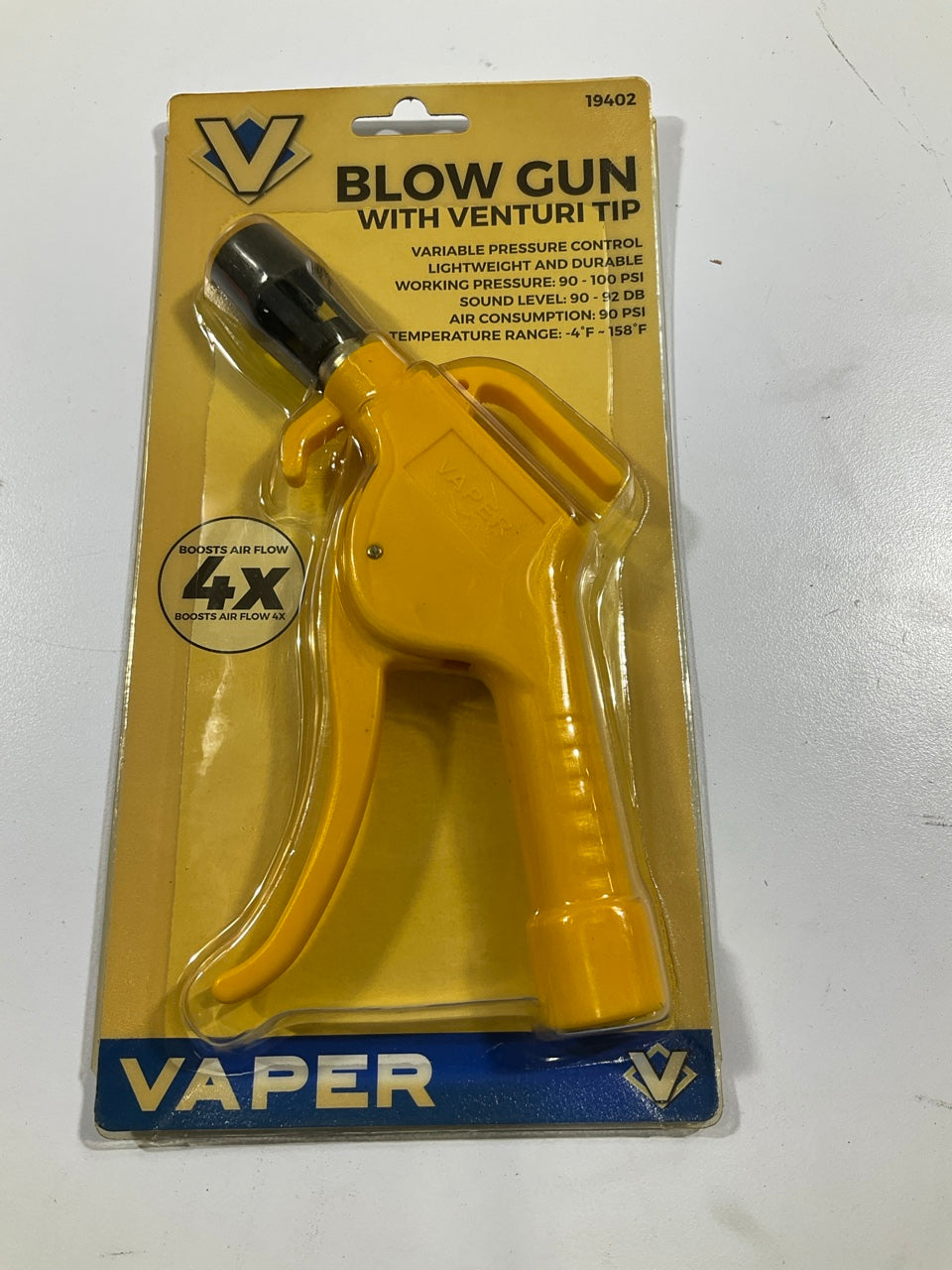 Vaper 19402 Venturi Air Blow Gun, LARGE, 90-120 PSI Working Pressure, 1/4'' NPT