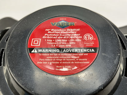 Vaper 22610 10'' Random Orbital Buffer Polisher, 3000 RPM