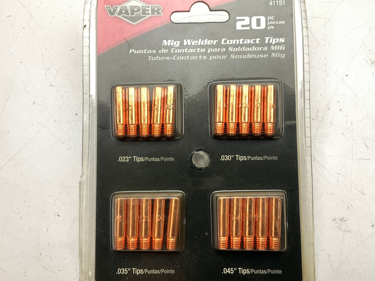 Vaper 41191 Mig Welder Contact Tips  (5) .023'', (5) .030'', (5) .035'' (5) .045''