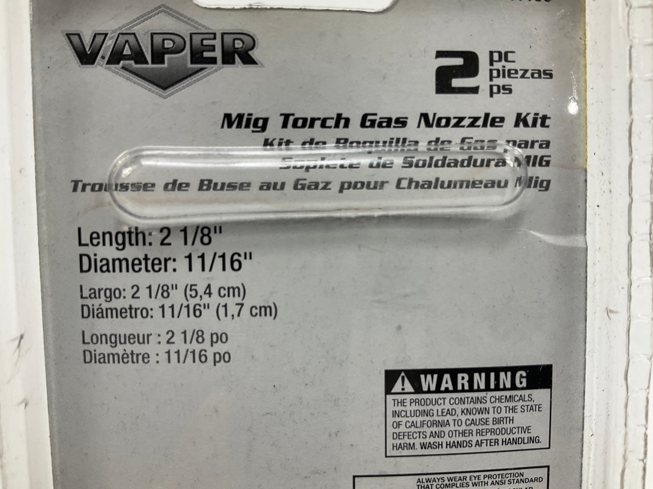Vaper 41195 Mig Torch Gas Nozzle Kit, 11/16'' Diameter, 2-1/8'' Long - 20 Pack